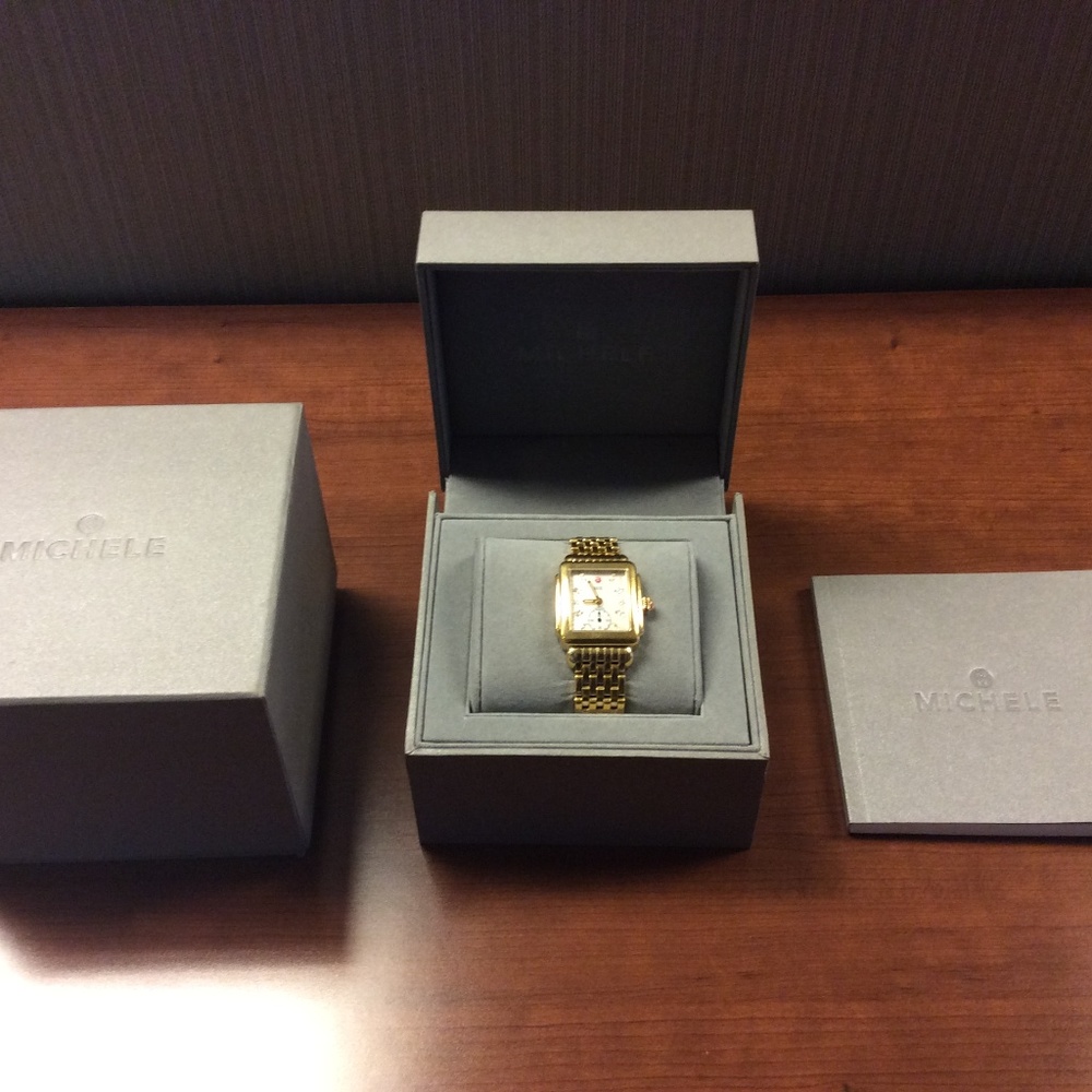 Michele Deco Gold Diamond Dial Watch - Picture 4 of 8